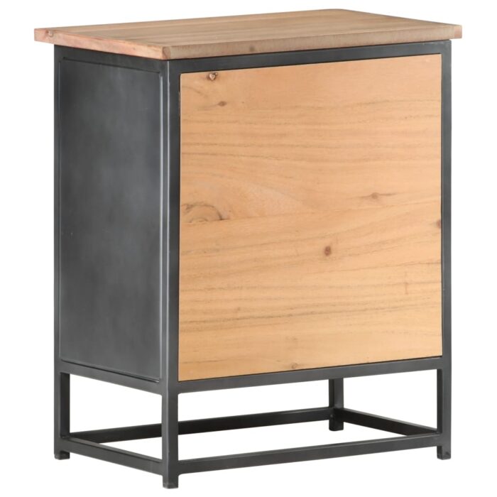 Table de chevet Gris 40x30x50 cm Bois d'acacia massif – Image 4