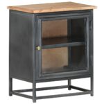 Table de chevet Gris 40x30x50 cm Bois d'acacia massif – Image 8