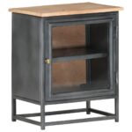 Table de chevet Gris 40x30x50 cm Bois d'acacia massif – Image 9