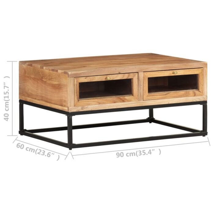 Table basse 90x60x40 cm Bois d'acacia massif – Image 6