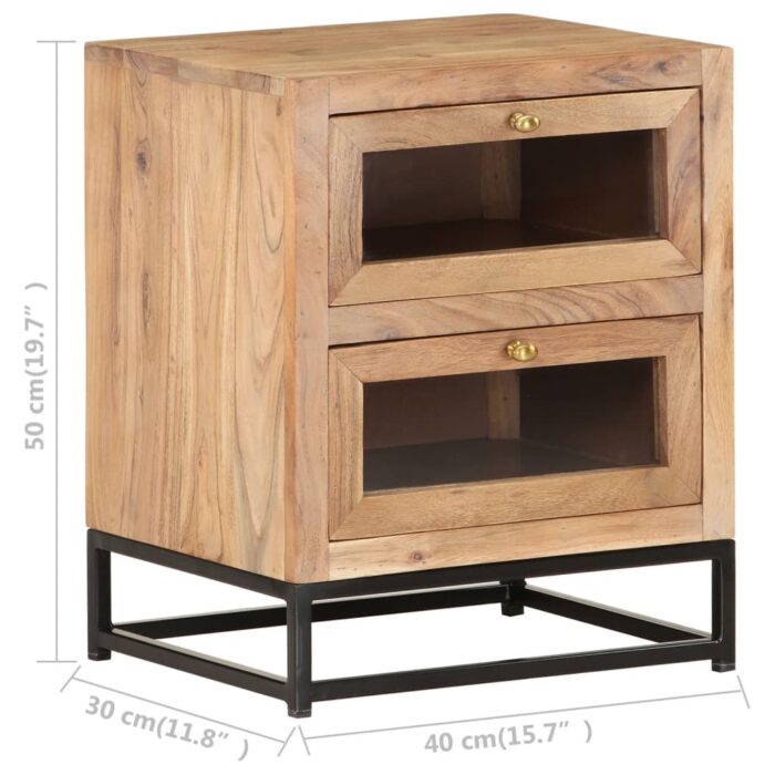 Table de chevet 40x30x50 cm Bois d'acacia massif – Image 6