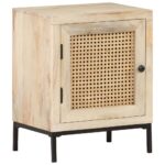 Table de chevet 40x30x50 cm Bois de manguier et canne naturelle – Image 10