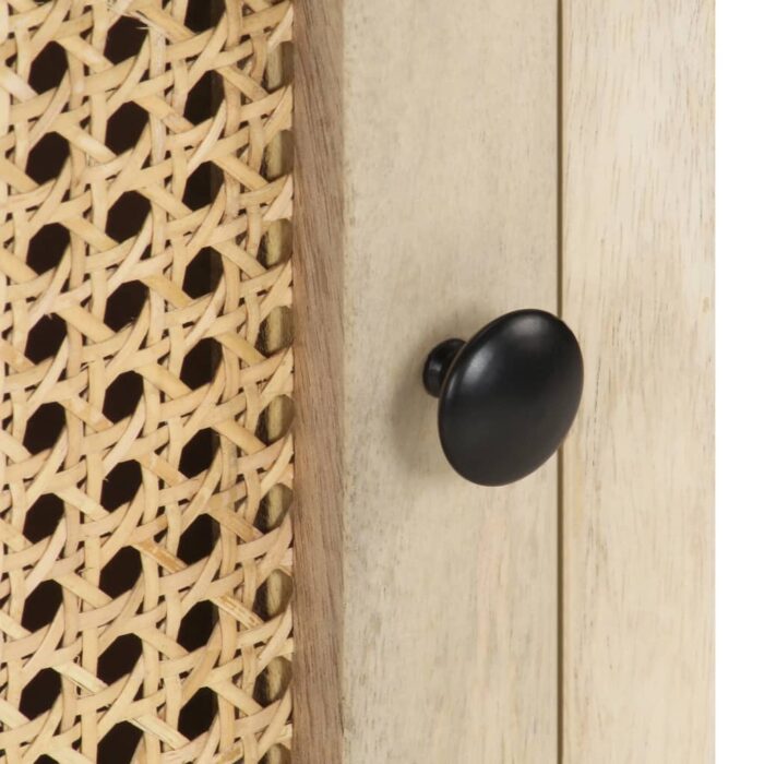 Table de chevet 40x30x50 cm Bois de manguier et canne naturelle – Image 2