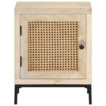 Table de chevet 40x30x50 cm Bois de manguier et canne naturelle – Image 3