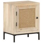 Table de chevet 40x30x50 cm Bois de manguier et canne naturelle – Image 9