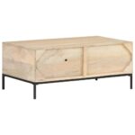 Table basse 90x50x37 cm Bois de manguier et canne naturelle – Image 4
