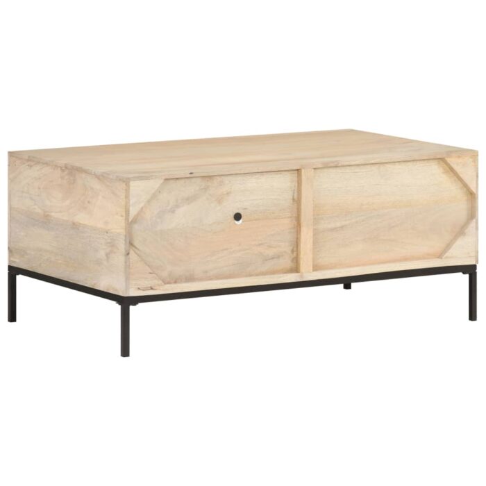 Table basse 90x50x37 cm Bois de manguier et canne naturelle – Image 4