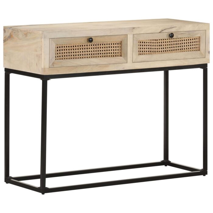 Table console 100x35x76 cm Bois de manguier et canne naturelle – Image 7