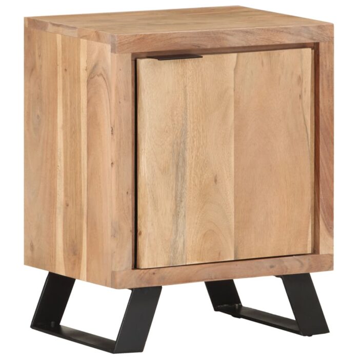 Table de chevet 40x30x50 cm Bois d'acacia avec bord naturel – Image 10