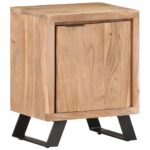 Table de chevet 40x30x50 cm Bois d'acacia avec bord naturel – Image 11