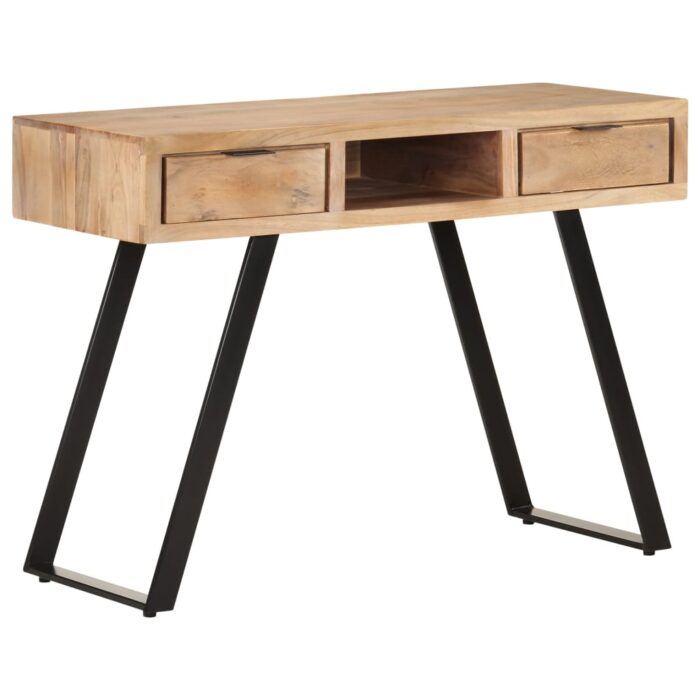 Bureau 107x45x79 cm Bois d'acacia solide avec bord naturel – Image 1
