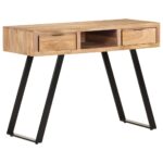 Bureau 107x45x79 cm Bois d'acacia solide avec bord naturel – Image 10