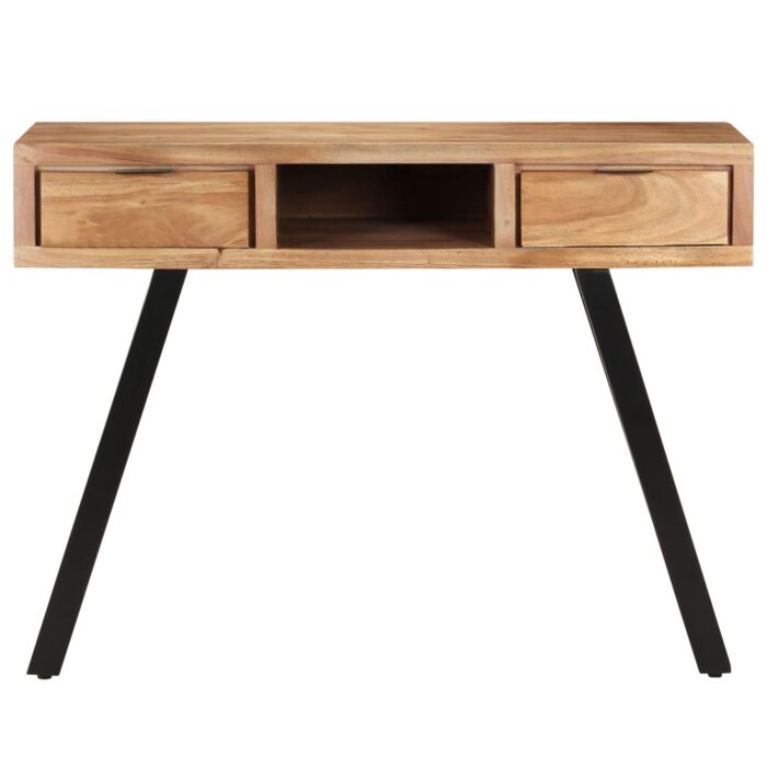 Bureau 107x45x79 cm Bois d'acacia solide avec bord naturel – Image 3