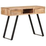 Bureau 107x45x79 cm Bois d'acacia solide avec bord naturel – Image 7