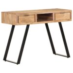Bureau 107x45x79 cm Bois d'acacia solide avec bord naturel – Image 8
