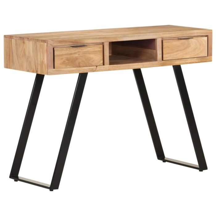 Bureau 107x45x79 cm Bois d'acacia solide avec bord naturel – Image 8