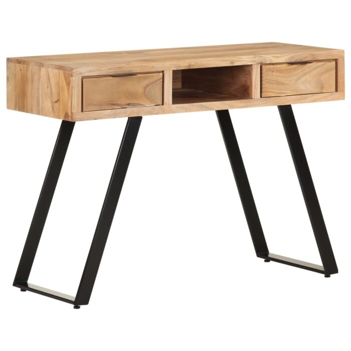 Bureau 107x45x79 cm Bois d'acacia solide avec bord naturel – Image 9