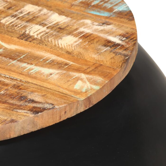 Table basse Noir 68x68x30 cm Bois de récupération solide – Image 3