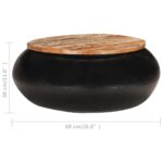 Table basse Noir 68x68x30 cm Bois de récupération solide – Image 4