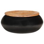 Table basse Noir 68x68x30 cm Bois de récupération solide – Image 8