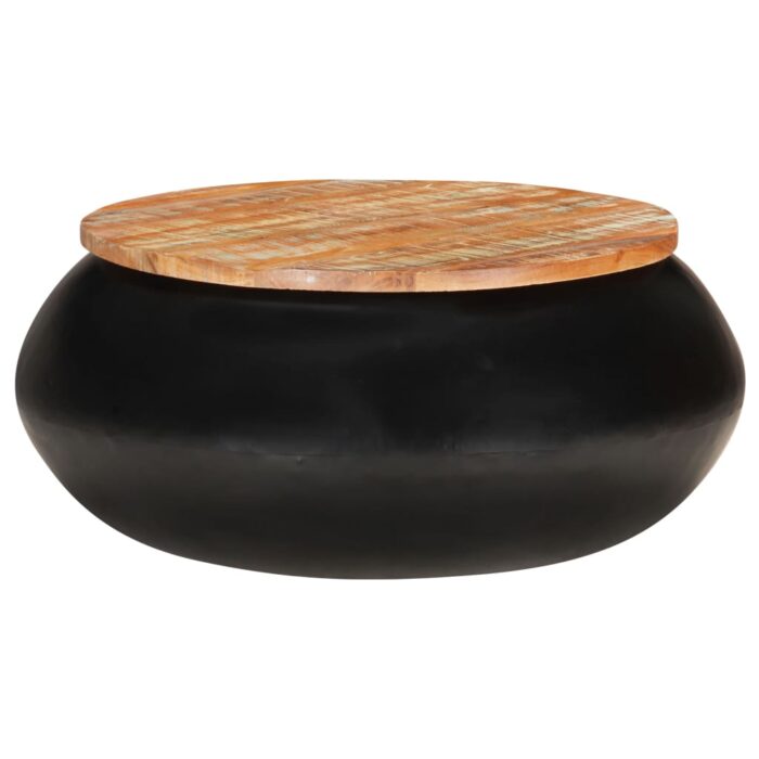 Table basse Noir 68x68x30 cm Bois de récupération solide – Image 8