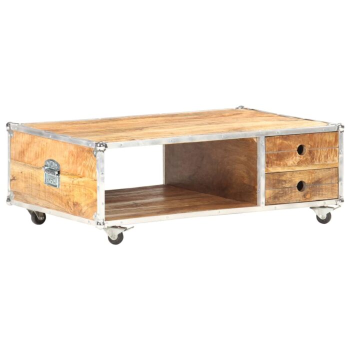 Table basse 89x59x33 cm Bois massif de manguier brut – Image 10