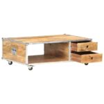 Table basse 89x59x33 cm Bois massif de manguier brut – Image 2
