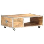 Table basse 89x59x33 cm Bois massif de manguier brut – Image 4