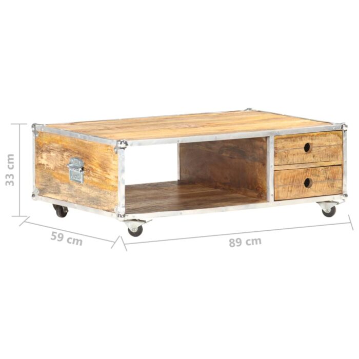 Table basse 89x59x33 cm Bois massif de manguier brut – Image 6