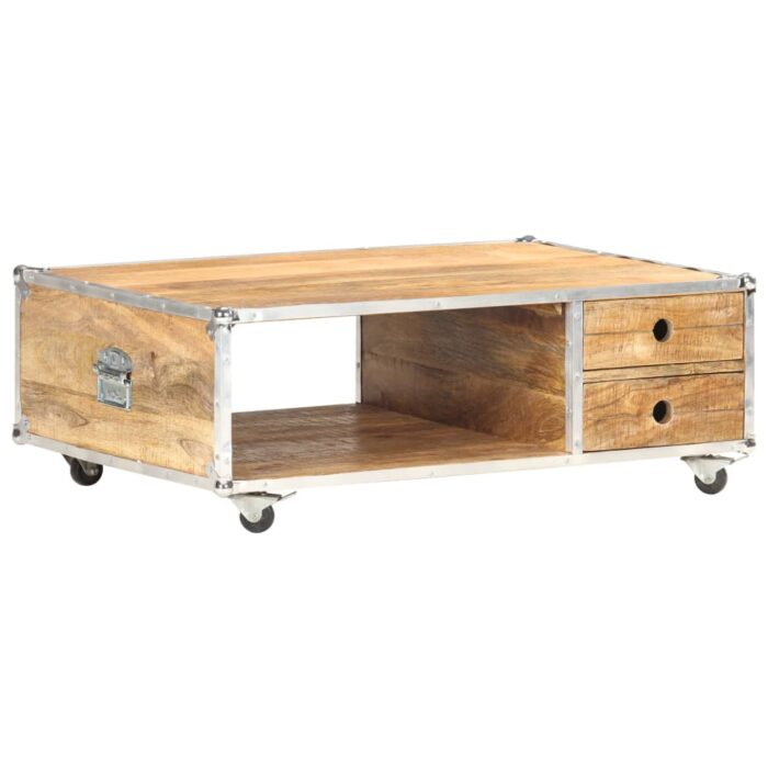 Table basse 89x59x33 cm Bois massif de manguier brut – Image 7