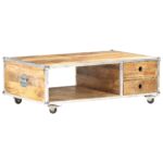 Table basse 89x59x33 cm Bois massif de manguier brut – Image 9