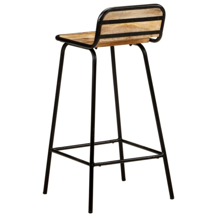 Chaises de bar lot de 2 bois de manguier solide – Image 3