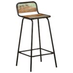 Chaises de bar lot de 2 bois de récupération solide – Image 9