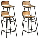 Chaises de bar lot de 4 bois de manguier solide