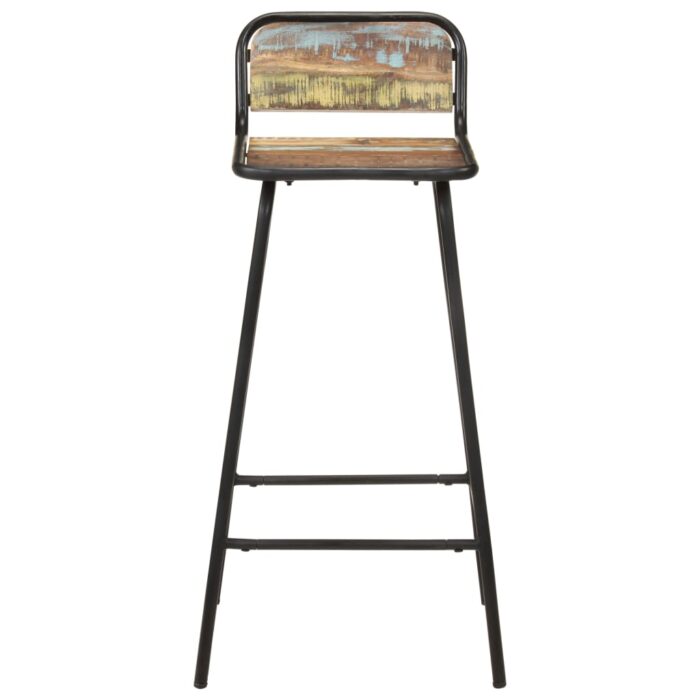 Chaises de bar lot de 4 bois de récupération solide – Image 2