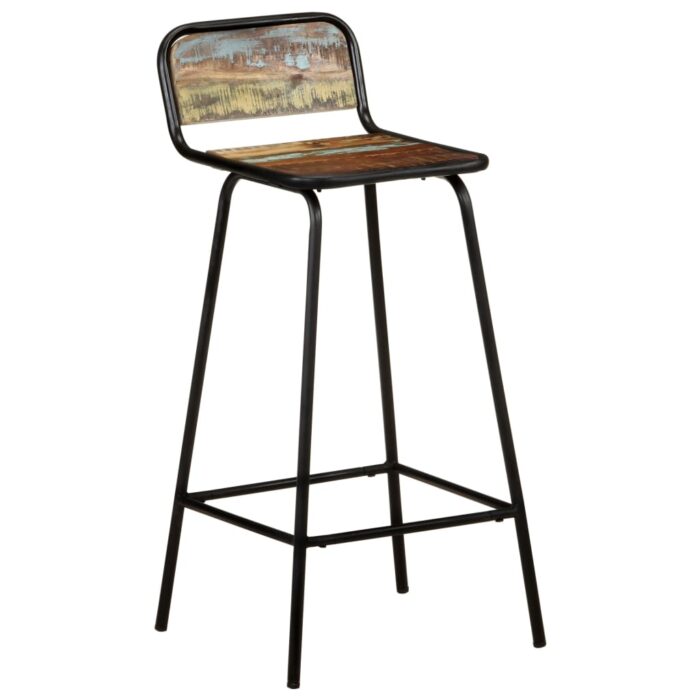 Chaises de bar lot de 4 bois de récupération solide – Image 7