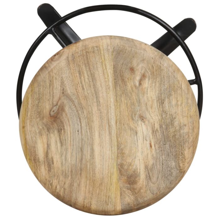 Tabourets de bar lot de 2 66 cm bois de manguier massif – Image 4