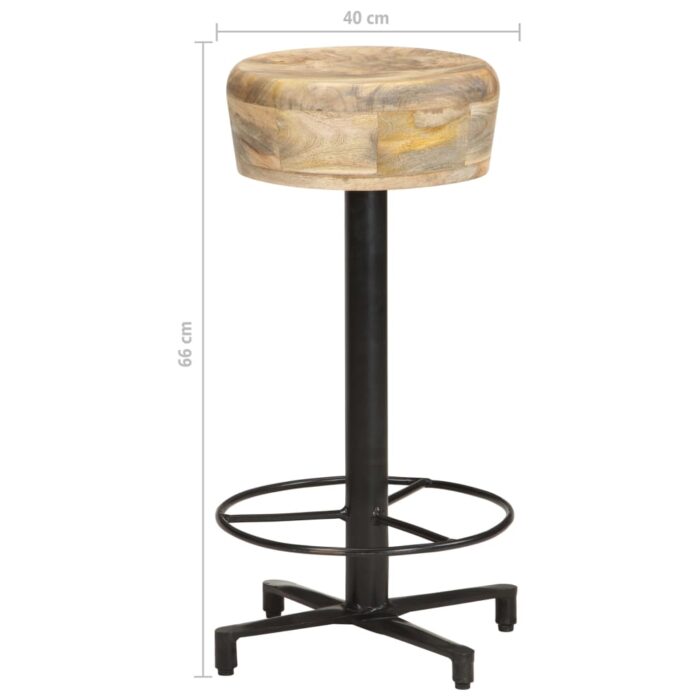 Tabourets de bar lot de 2 66 cm bois de manguier massif – Image 6