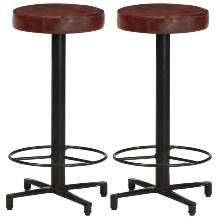 Tabourets de bar lot de 2 66 cm cuir véritable – Image 1