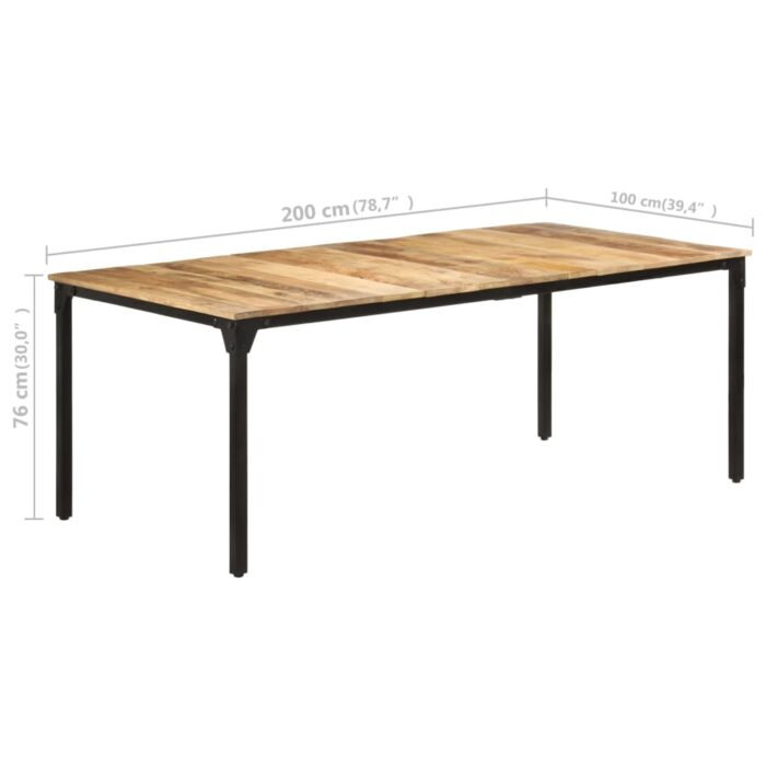 Table de salle à manger 200x100x76 cm Bois de manguier solide – Image 6
