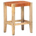 Tabourets de bar lot de 2 marron cuir véritable 60 cm – Image 10