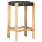 Tabourets de bar lot de 2 noir cuir véritable 75 cm – Image 6