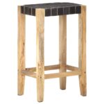 Tabourets de bar lot de 2 noir cuir véritable 75 cm – Image 9