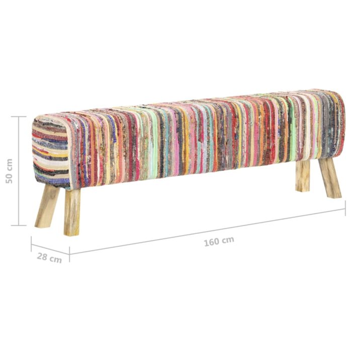 Banc 160 cm Multicolore Tissu chindi – Image 5