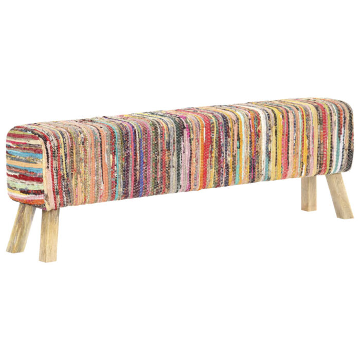 Banc 160 cm Multicolore Tissu chindi – Image 6