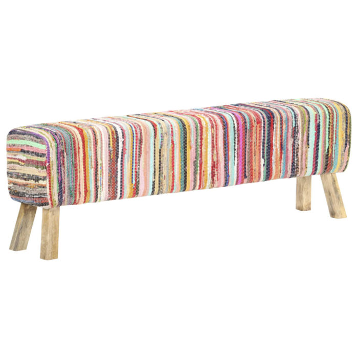Banc 160 cm Multicolore Tissu chindi – Image 7