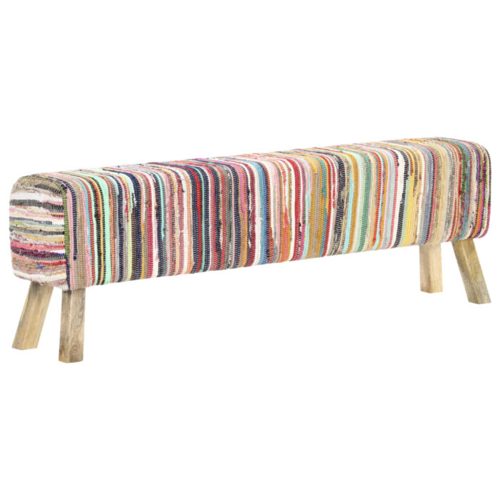 Banc 160 cm Multicolore Tissu chindi – Image 8