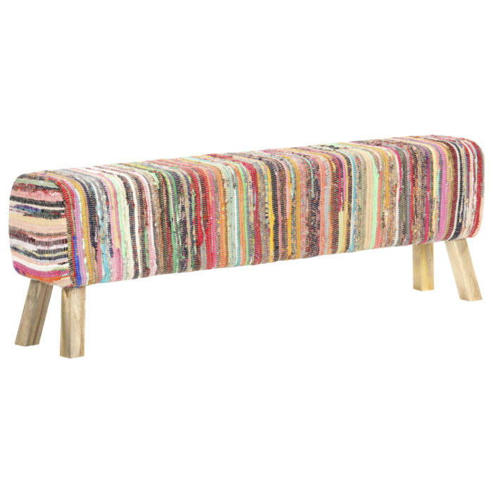 Banc 160 cm Multicolore Tissu chindi – Image 9