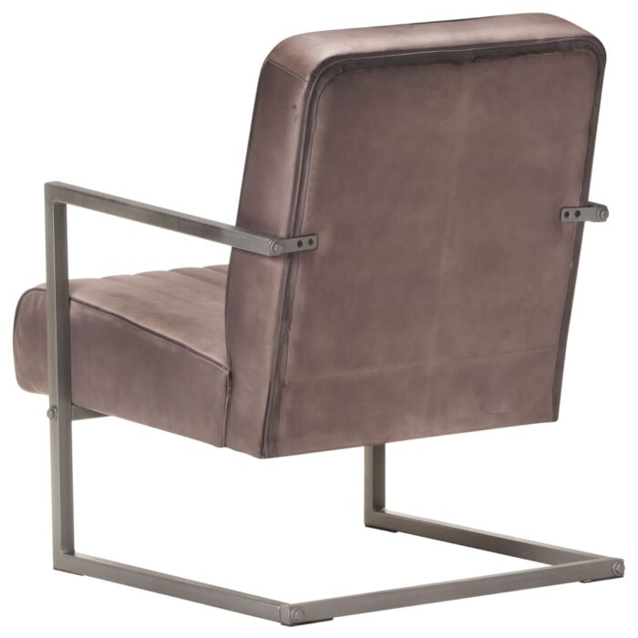 Chaise de canapé cantilever marron délavé cuir véritable – Image 3