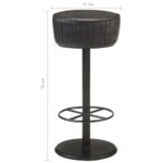 Tabouret de bar Noir Cuir véritable – Image 4